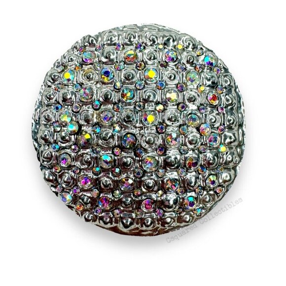 Unbranded Jewelry - Silver Tone Aurora Borealis Crystal Circle Brooch